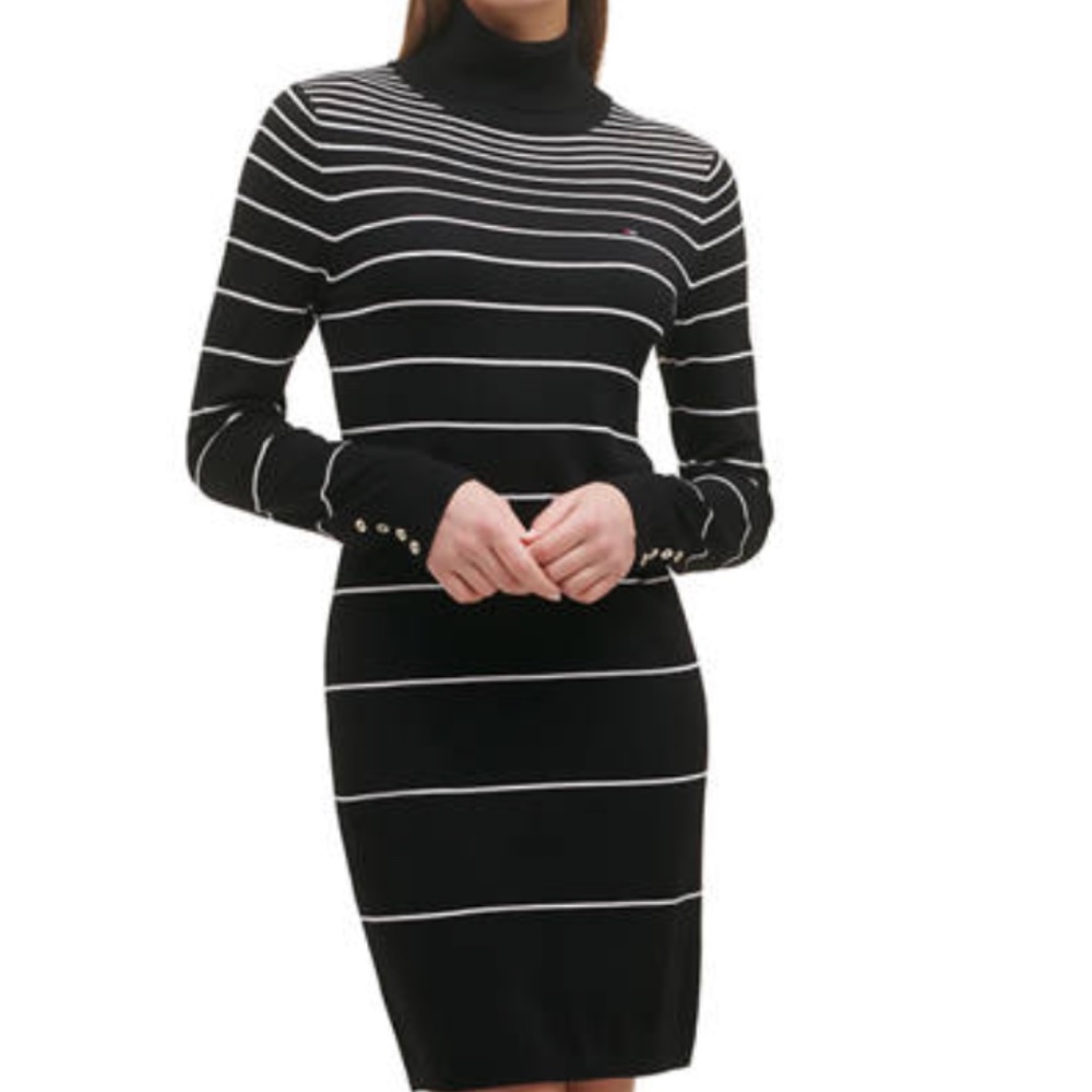 Still available! Long Sleeve Turtleneck Stripe Sweater Dress